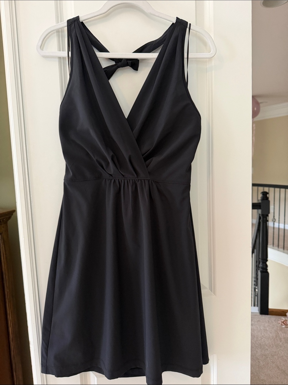 Athleta Black One-Shoulder Wrap Dress